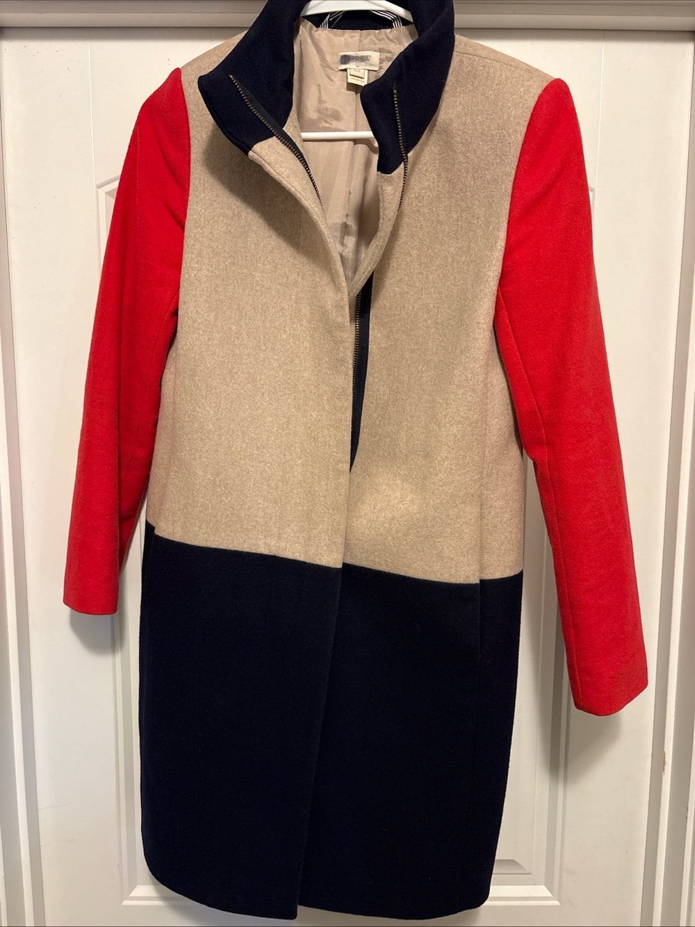 RARE J. Crew Women's Colorblock Funnelneck Wool Blend Coat Size 00